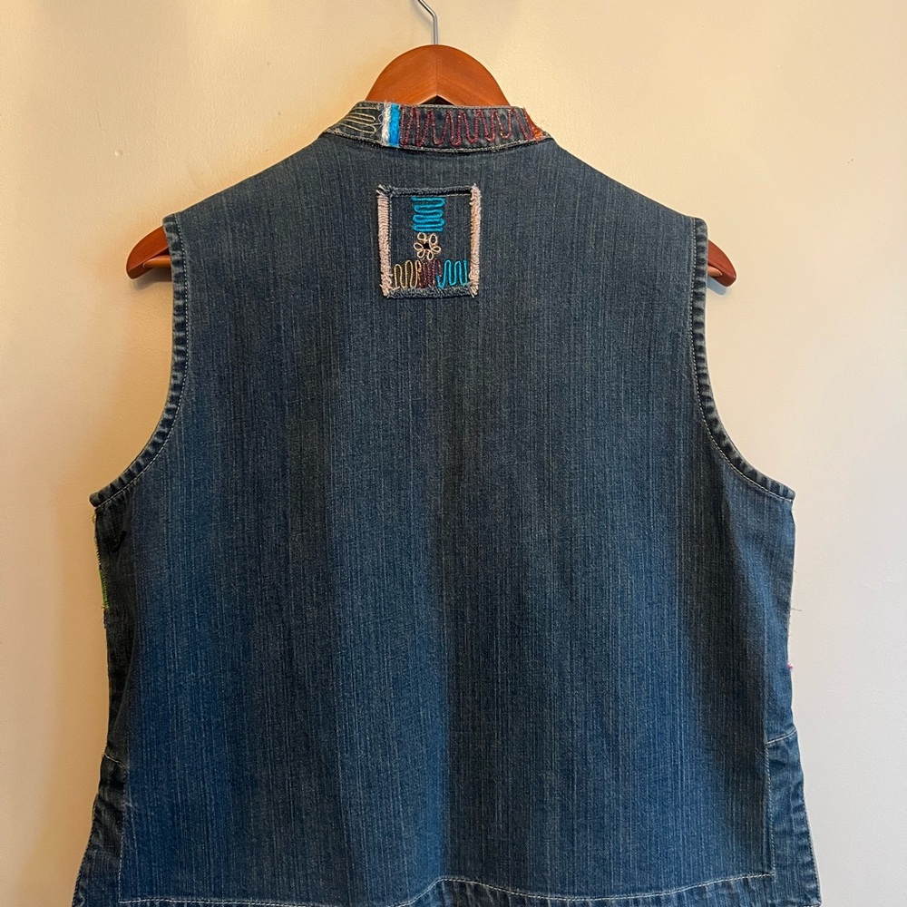 Chico's Multicolor Patchwork Embroidered Denim Ve… - image 3